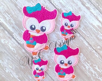 Owl Feltie Owl Holding Coffee Cup Feltie Embroidery File