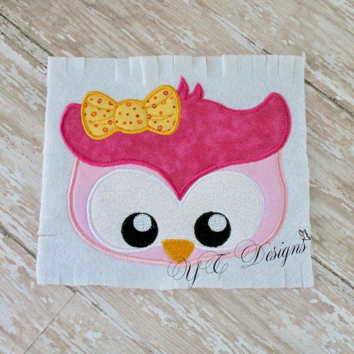 Owl Head Applique Embroidery FILE