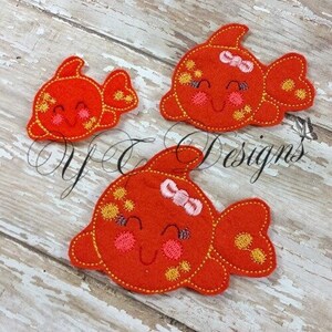 Goldfisch Feltie Süßes Meerestier Feltie Stickdatei