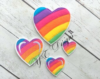 Rainbow Striped Heart Feltie Embroidery File (Digital Download)