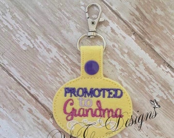 Promoted to Grandma Key Fob EMBROIDERY FILE