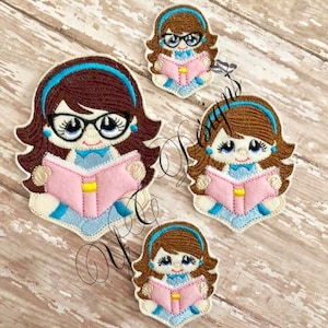 Reading Girl Feltie Embroidery File