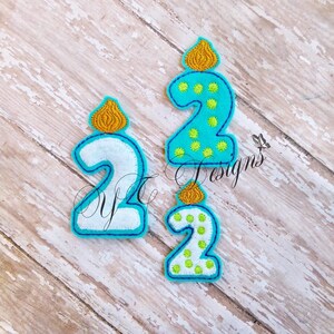 Birthday Number Feltie Candle Number Two Feltie Embroidery File