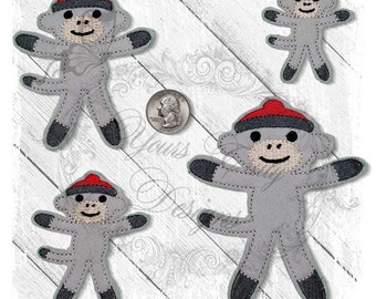 Sock Monkey feltie machine Embroidery File