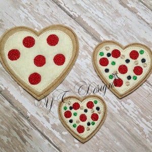 Archivo de bordado digital de pizza Feltie y corazón de pizza Feltie