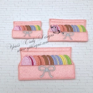 Caja de macarrones Feltie, postre dulce, archivo de bordado Feltie