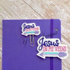 Jesus Planner Jesus in My Veins Book Band & Book Clip EMBROIDERY FILE