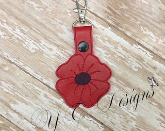 ARCHIVO DE BORDADO PARA LLAVERO CON FLOR DE AMAPOLA