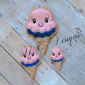 Fichier de broderie ruban adhésif pour cornet de crème glacée kawaii