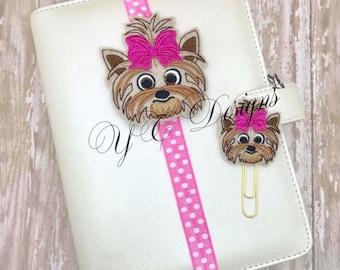 Planificador de perros con banda y clip para libro ARCHIVO DE BORDADO