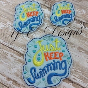 Just Keep Swimming Feltie Wordie Feltie Embroidery File