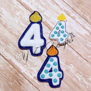Birthday Number Feltie Candle Number Four Feltie Embroidery File