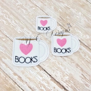 Tazza da caffè Feltie Heart Books Tazza Feltie Ricamo File