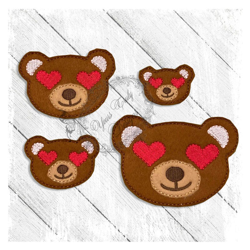 Love Eyes Teddy bear Cutie Feltie machine EMBROIDERY design Etsy