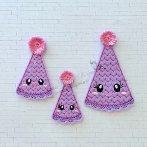 Zig Zag Fringe Party Hat Feltie EMBROIDERY FILE