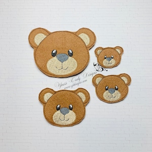 Teddy Bear Andy Head Feltie Embroidery File
