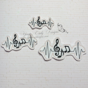 heartbeat EKG Music Notes feltie machine Embroidery File