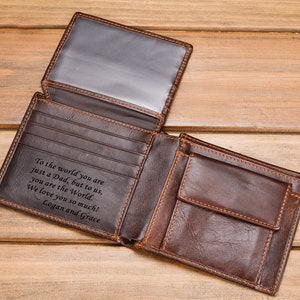 Regalo para papá, billetera para hombres, billetera personalizada, billetera para hombres grabada, billetera de cuero, cuero genuino, billetera de cuero, Día del Padre, regalo de Navidad