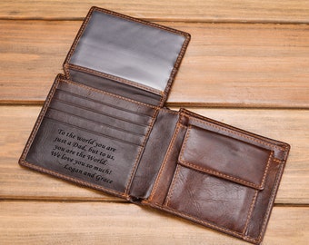 Gift for Dad,Mens Wallet,Personalized Wallet,Engraved Mens Wallet,Leather Wallet,Genuine Leather,leather wallet,Fathers Day,Christmas Gift