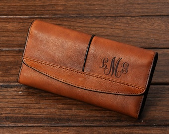 Regalo de dama de honor, bolso de embrague, billetera de cuero, clutch de monograma, regalo del día de las madres, billetera personalizada, billetera monograma, billetera, billetera de mujer, regalos