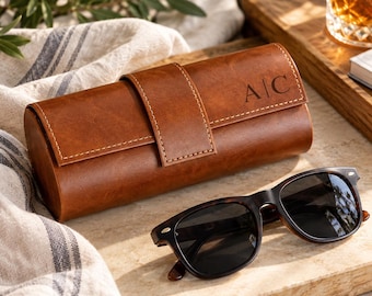 Personalized Sunglasses Case, Custom Engraved Glasses Holder, Monogram Eyeglass Case, Birthday Gift for Him, Dad or Husband
