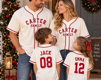 Personalized Family Baseball Jerseys, Matching Family Shirts,Custom Name and Number Jersey,Mom Dad Kids Baseball Shirt,Family Christmas Gift