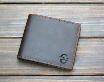 Mens Wallet Personalized Wallet Monogrammed Wallet Engraved Wallet Genuine Leather Bifold Mens Wallet Anniversary Gift For Dad Gift For Him