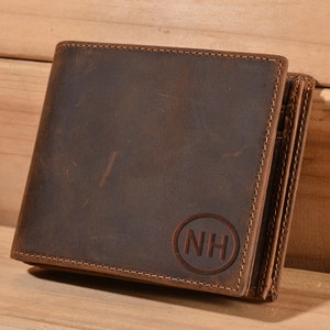billetera personalizada para hombres, billetera de cuero, billetera doble, regalo para hombres, para hombres, billetera rústica, billetera personalizada, billetera personalizada, regalos de Navidad, regalo