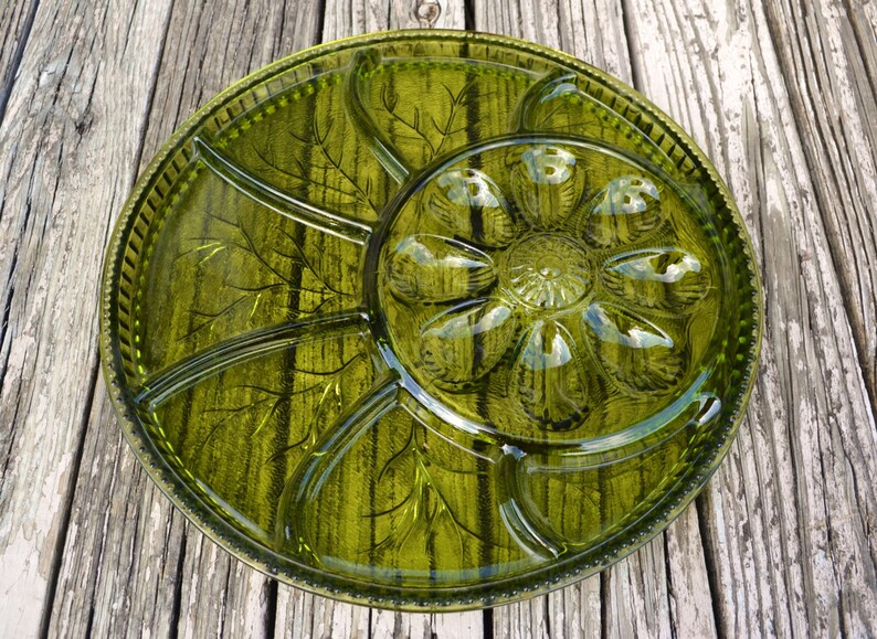 Vintage Indiana Glass Deviled Egg Plate / Relish Serving Tray Etsy