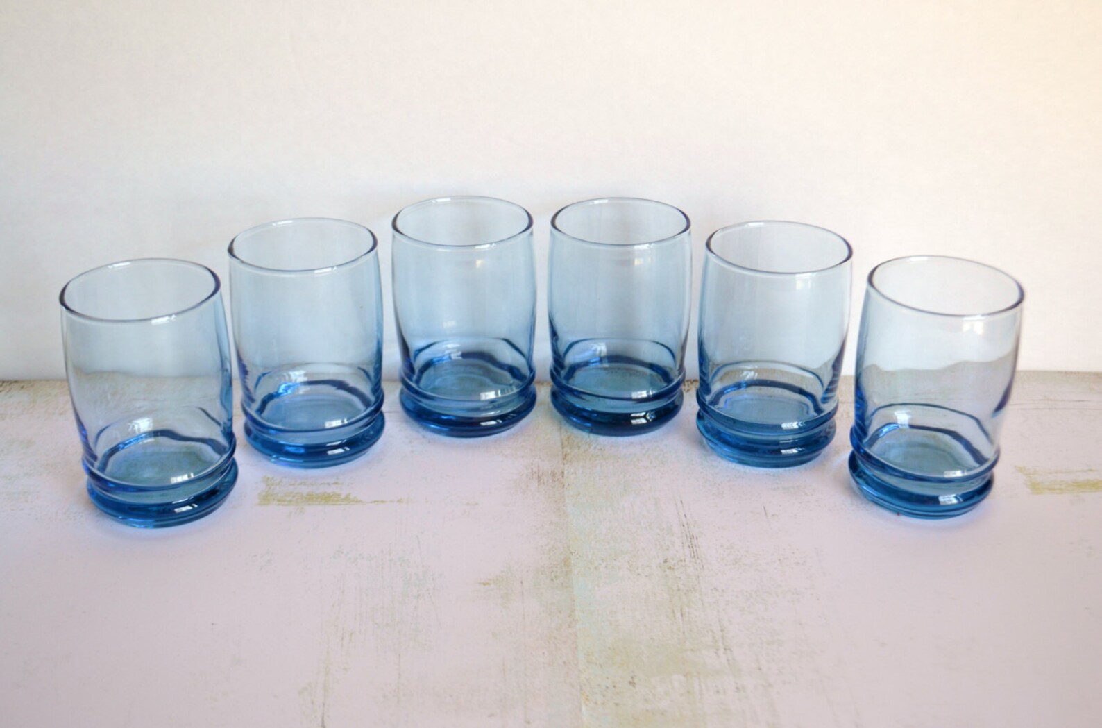 Vintage Anchor Hocking Saturn Blue Juice Glasses Set of Six Etsy