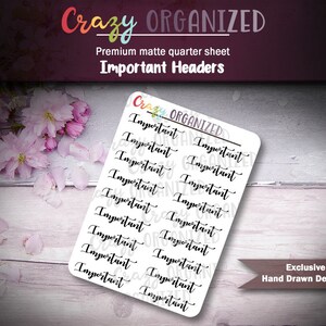 Handgeschriebene Wichtige Header Planner Sticker | STHD-249-496 | Funktionelle Sticker