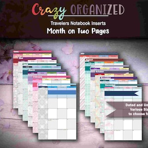 Month on two Pages Travelers Notebook Insert | INTN-55-42 | v1 | Mo2P