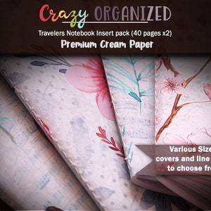 Cream paper Travelers Notebook inserts | INTN-299-437 | 2 x 40 page | Personalized Notebook Set