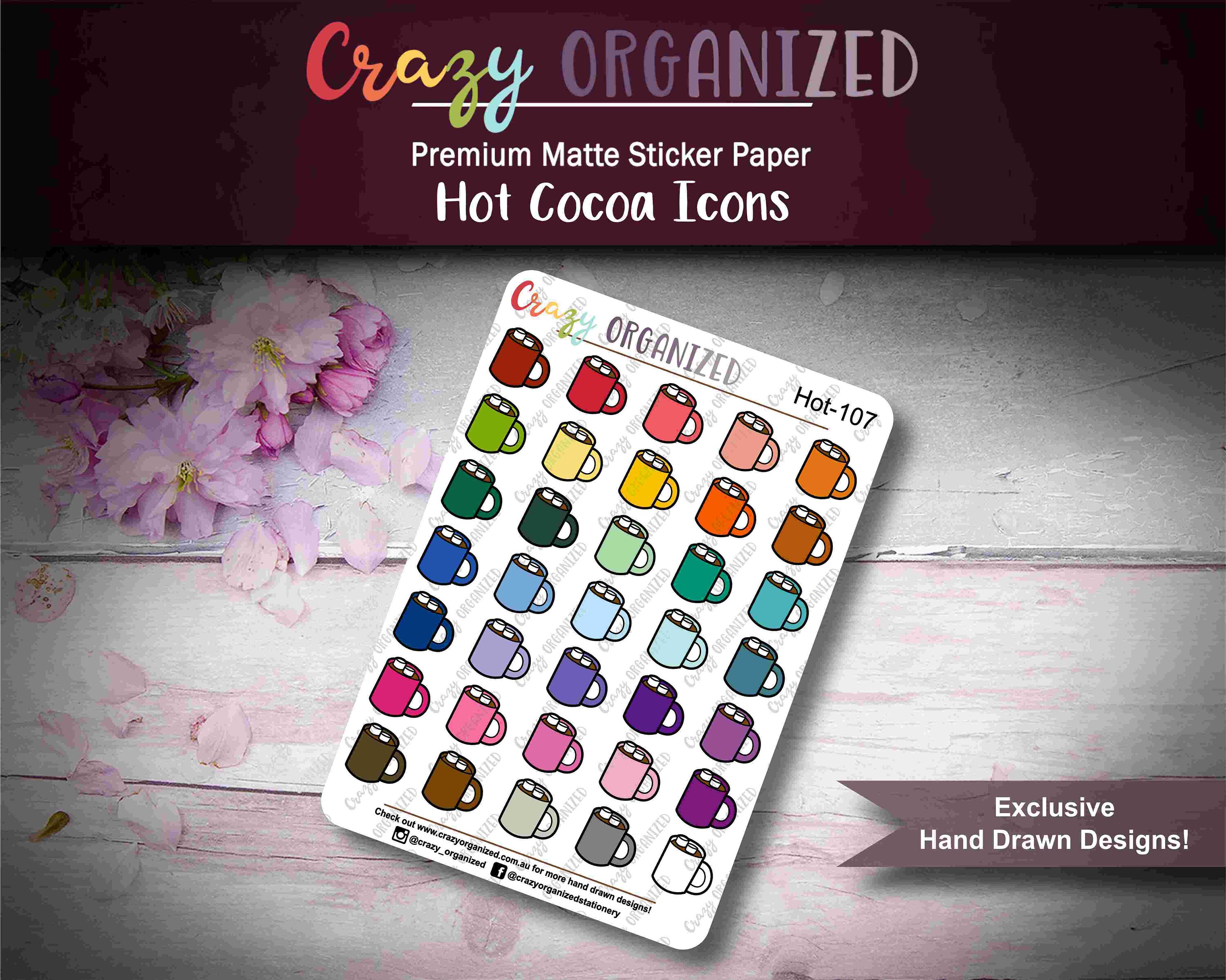 Hot Cocoa Icon Stickers | STIC-85-604 | Planner Stickers | Functional  Stickers - Etsy