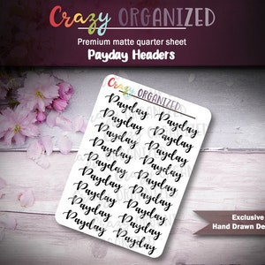 Handgeschriftete Payday Header Planner Sticker | STHD-287-507 | Funktionelle Sticker