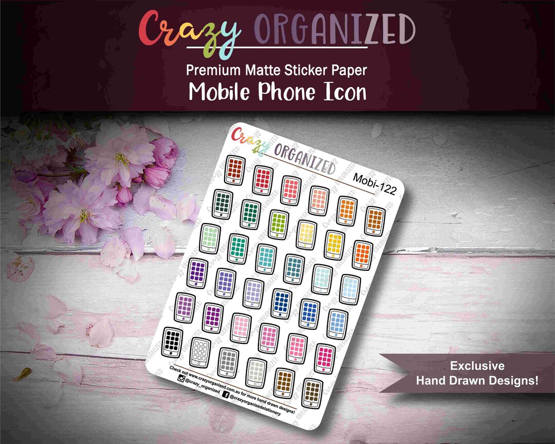 Mobile Phone Icon Stickers V2 | STIC-97-514 | Planner Stickers ...