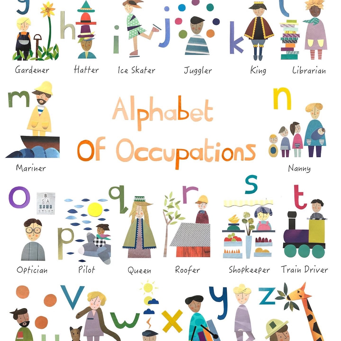 Alphabet of Occupations A3 Poster Printed on 100% Recycled | Etsy