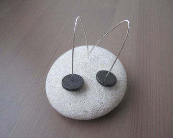 Black stoneware and silver earrings