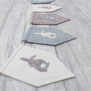 Easter bunting, bunny, woodland bunting, grey, gender neutral, nursery decoration, spring decor, nursery, teepee bunting, gift