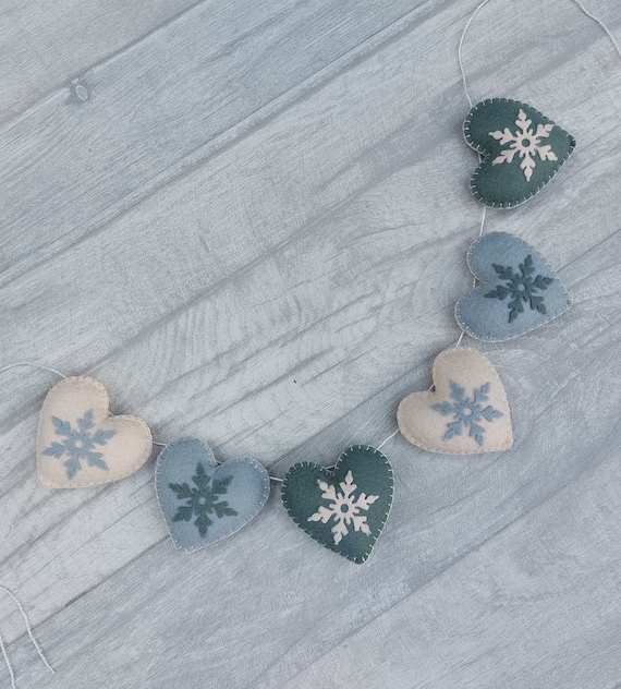 Christmas bunting, garland, snowflake, festive decoration, Christmas decoration, festive, seasonal, winter decoration, blue, grey theme