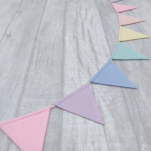 Pastel bunting, mini, felt garland, teepee decoration, pastel nursery decor, baby shower bunting, new baby gift, cake smash