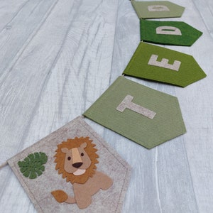 Personalised bunting, safari bunting, safari nursery, jungle nursery, tropical, neutral bunting, felt name sign, felt garland, gift,