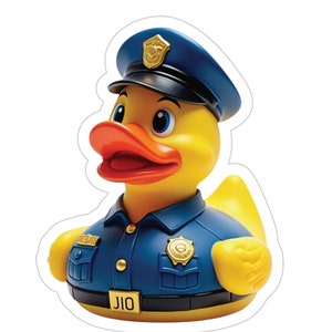 Pegatina troquelada divertida de patito de goma de policía, bonita pegatina para exteriores para coches, botellas de agua, ordenadores portátiles, regalos para niños, decoración peculiar