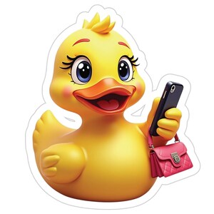 Adorable canard en caoutchouc avec sac à main, autocollant d'extérieur pour téléphone portable pour enfants, décoration amusante découpée à l'emporte-pièce pour les amateurs d'eau, ordinateur portable, voiture, divertissements en plein air, chambre d'enfant