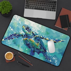 Sea Turtle Desk Mat: Ocean-Inspired Neoprene Mouse Pad