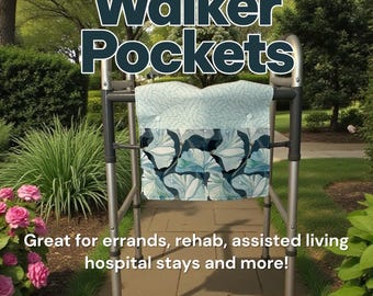 Walker bag with pockets with Ginko leaf pattern senior mobility accessory