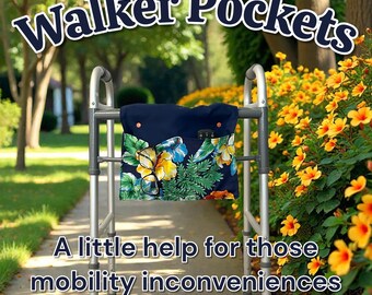 Walker bag with 4 pockets with tropical floral pattern senior mobility accessory