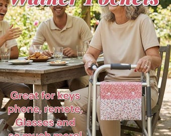 3 Pocket small Walker bag with floral patterns senior mobility accessory