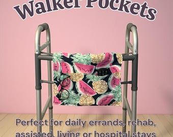 Walker bag with pockets in fruit pattern senior mobility accessory