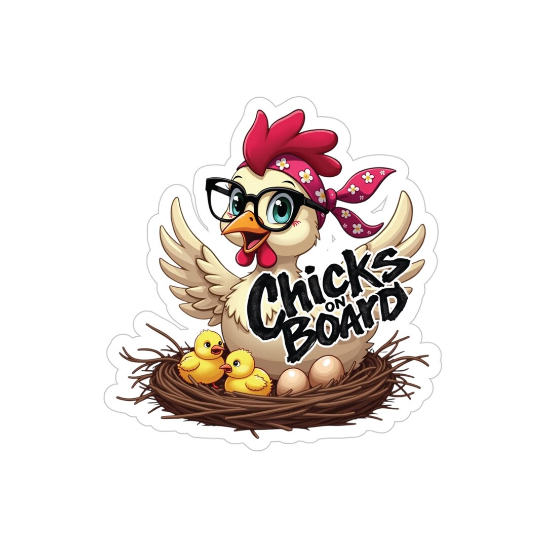 Spring Chicken Sticker Charming Die-cut Chicken Outdoor Sticker - 'chicks on Board' - Fun Car ...